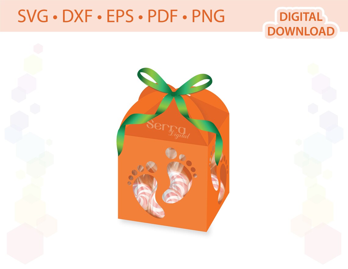 Baby Shower Favor Box Template .svg .dxf .eps .pdf .png Etsy