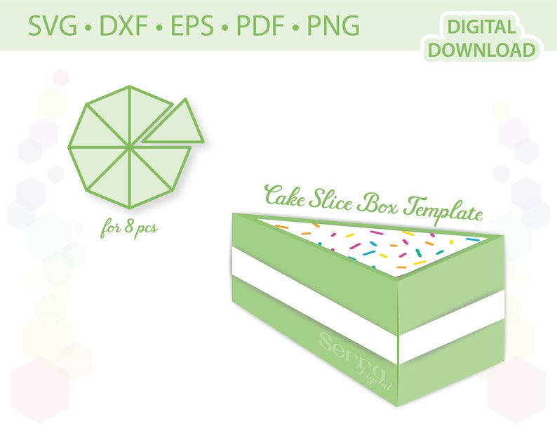 Download Cake Slice Box Template Favor Box Gift Box Cut File Svg Dxf Eps Pdf Png Party Supplies Paper Party Supplies