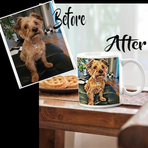 Personalised Poto to Cartoon  Dog Mug Cup Gift