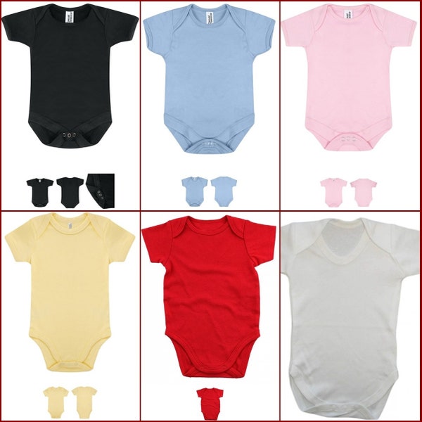 Plain Baby Grows Baby Bodysuit 3 Pack