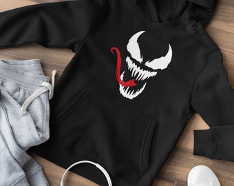 Venom Inspired Face Boys Hoodie Kids Funny Cool