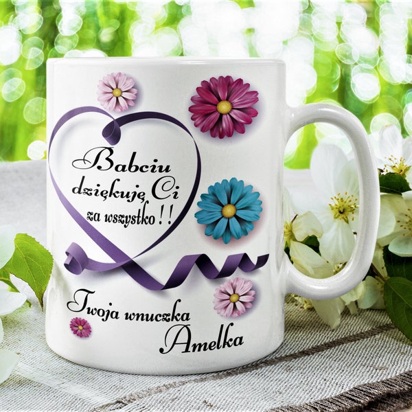 Taza para la abuela, día de la abuela, tazas polacas, tazas de taza de polonia