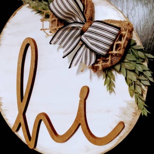 Hi Welcome Sign, exterior door hanger, Farmhouse style door hanger