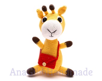 Hand-Knitted Giraffe Toy with Rattle – Merino Wool Baby Rattle, Handmade Newborn Gift