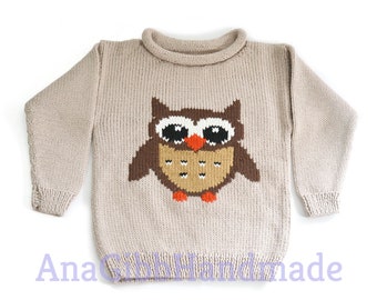 Handmade Merino Owl Jumper