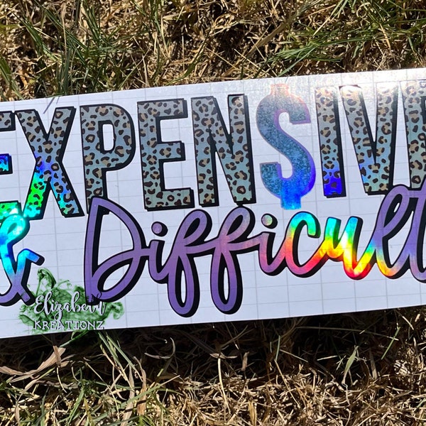 Expensive & Difficult Car Decal | Holographic Car Decals | Vinyl Stickers | Vinyl Decals