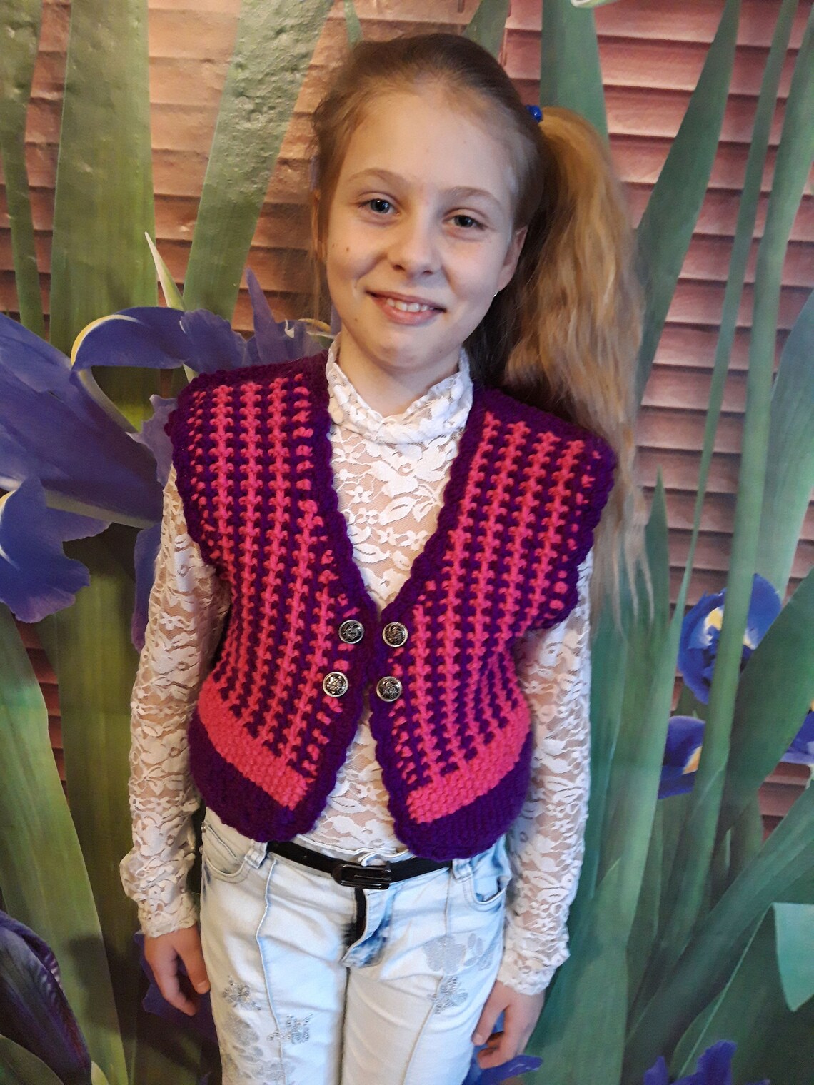 Children's Knitted Vest Vest girl Children vest Knit Etsy