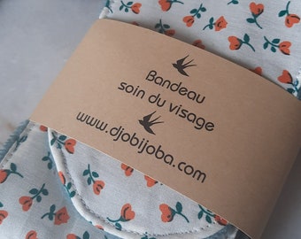 Bandeau soin du visage avec scratch  + Lingettes lavables fibre de bambou Oeko-Tex lot de 6 lingettes démaquillantes écologiques