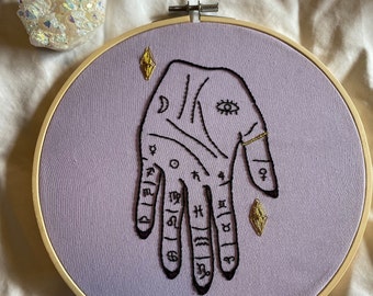 Palmistry Embroidery Hoop Design