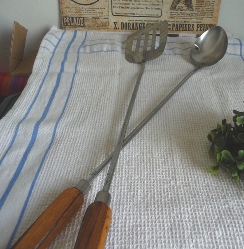 Vintage juice spatula and ladle set old spatula and ladle