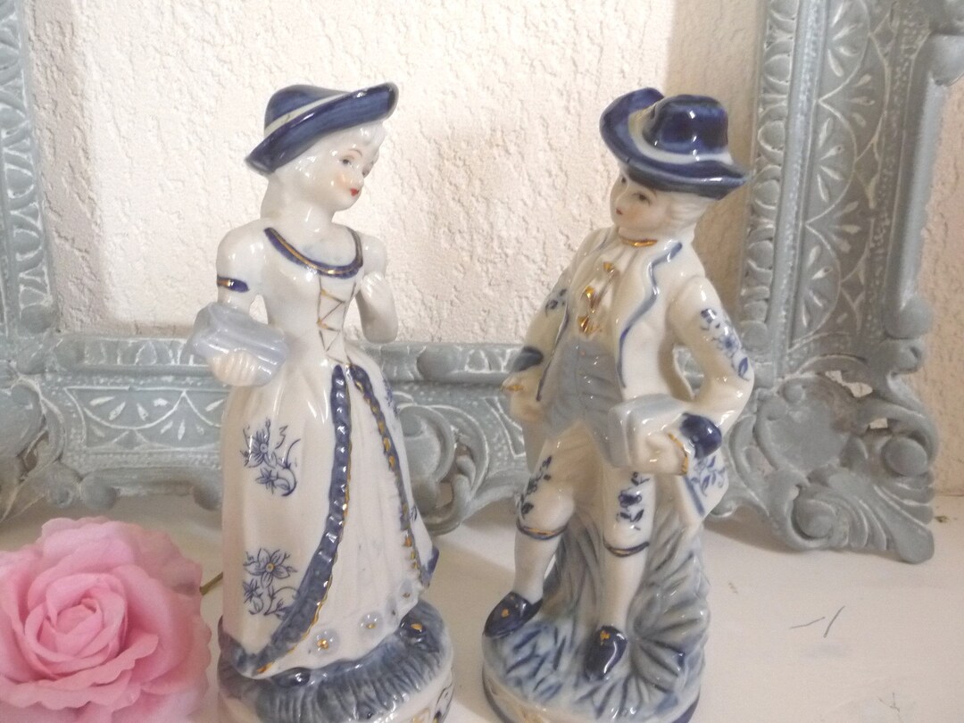 Couple of Statuettes Porcelain Renaissance Decoration Etsy