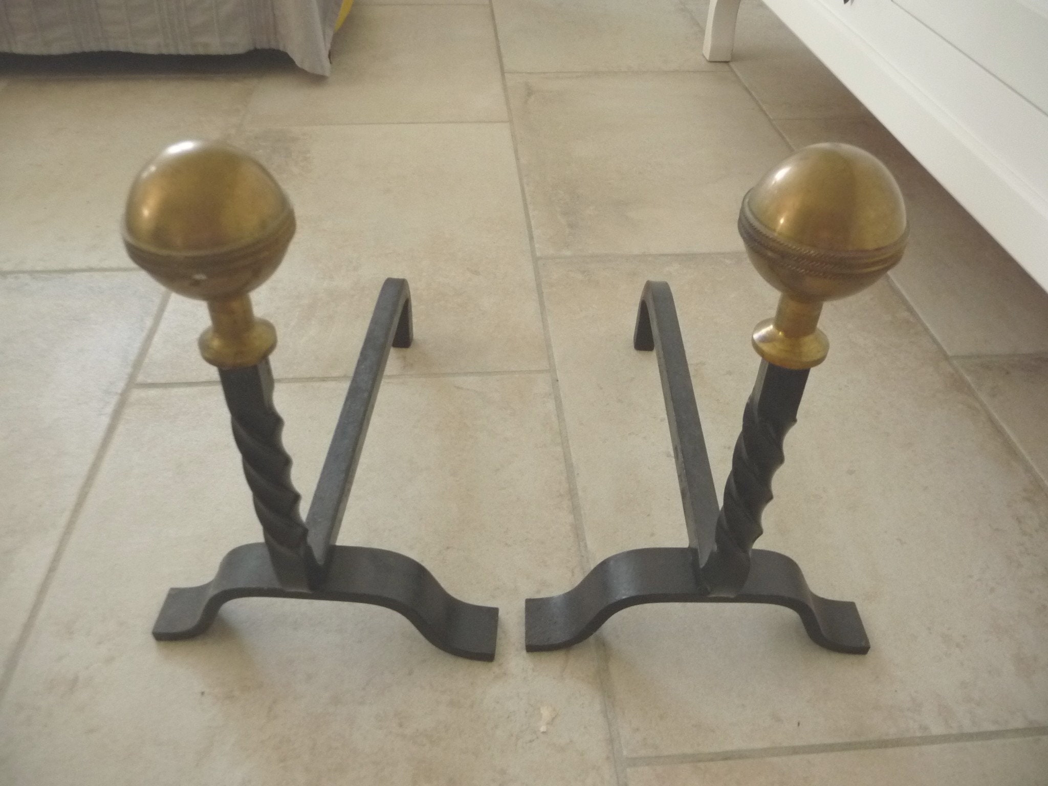 Paire de Chenets Cheminée, Accessoire Âtre, Déco , Français