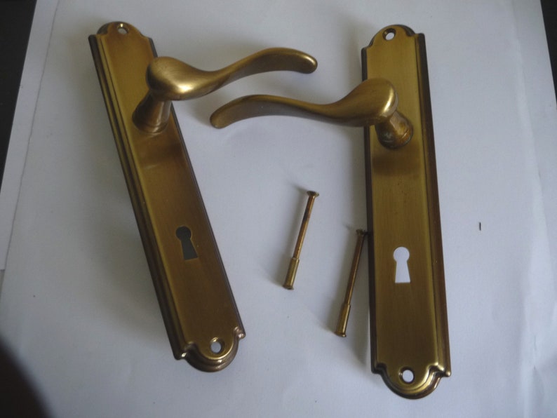 Set of 2 solid brass door handles full handle antique handle