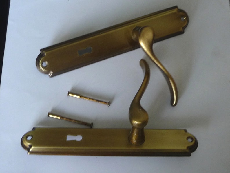 Set of 2 solid brass door handles full handle antique handle