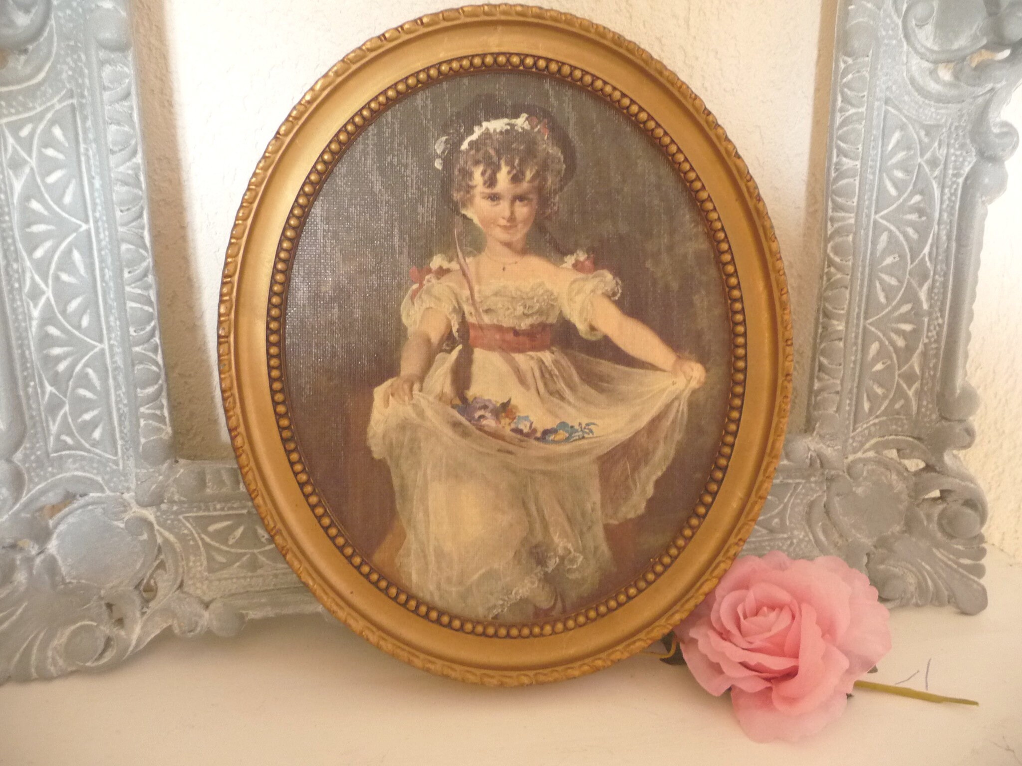 Cadre Vintage Fillette , Cadre Vintage, Enfant, Français,