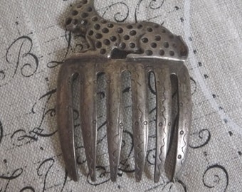 Metal comb, hair comb, jaguar, vinage