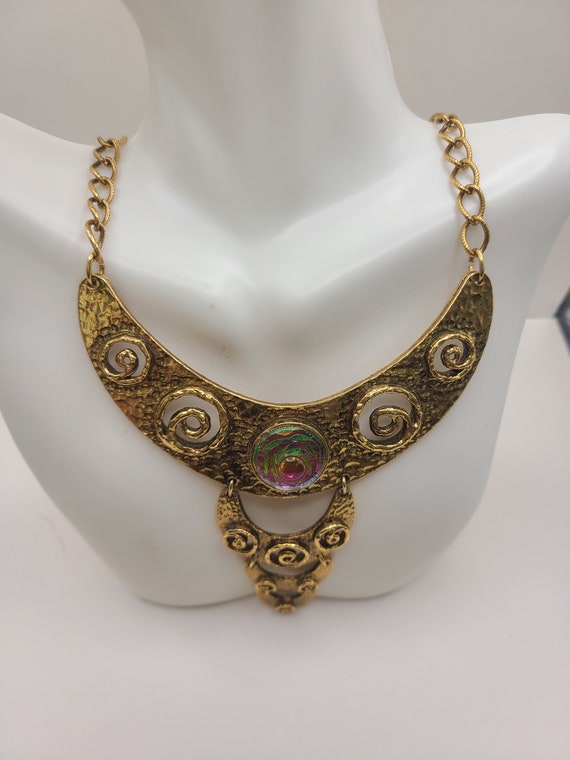 Vintage Tiered Gold Tone Hobe Necklace