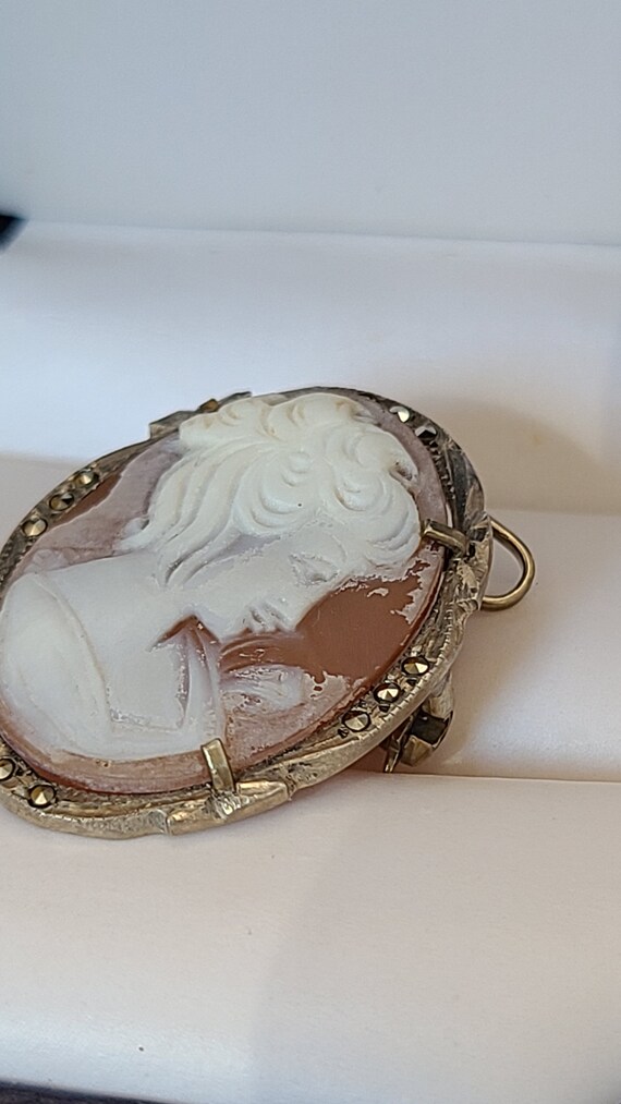 Antique Cameo Sterling Pendant/Brooch - image 7