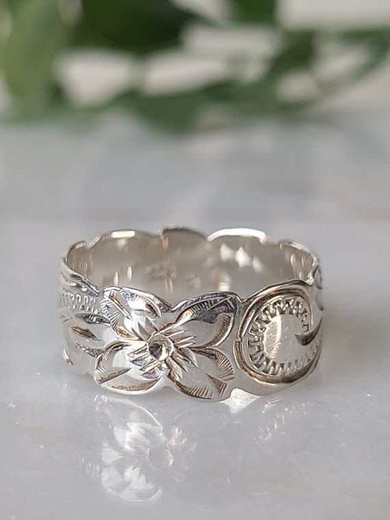 Hawaiian Sterling Silver Floral Design Ring - image 5