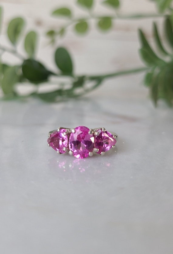 Vintage Pink Sapphire Sterling Silver Ring