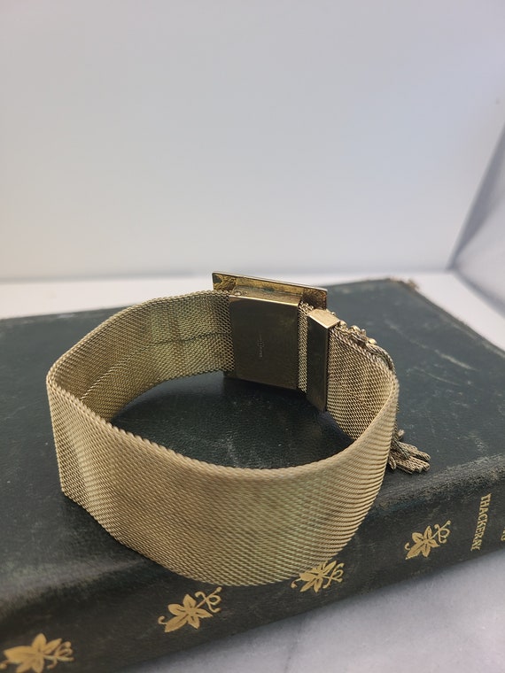 Antique Floral Mesh Slide Gold Filled Bracelet - image 6