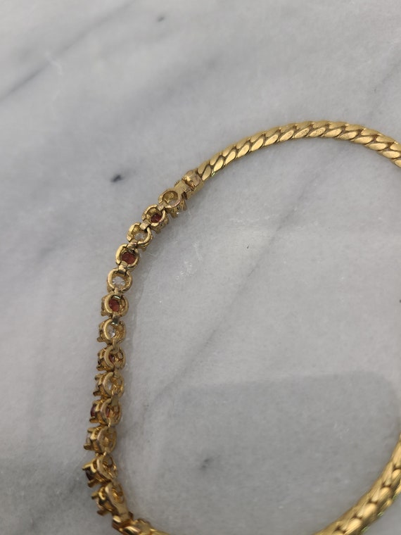 Vintage Gold Tone Rhine Stone Bracelet - image 6