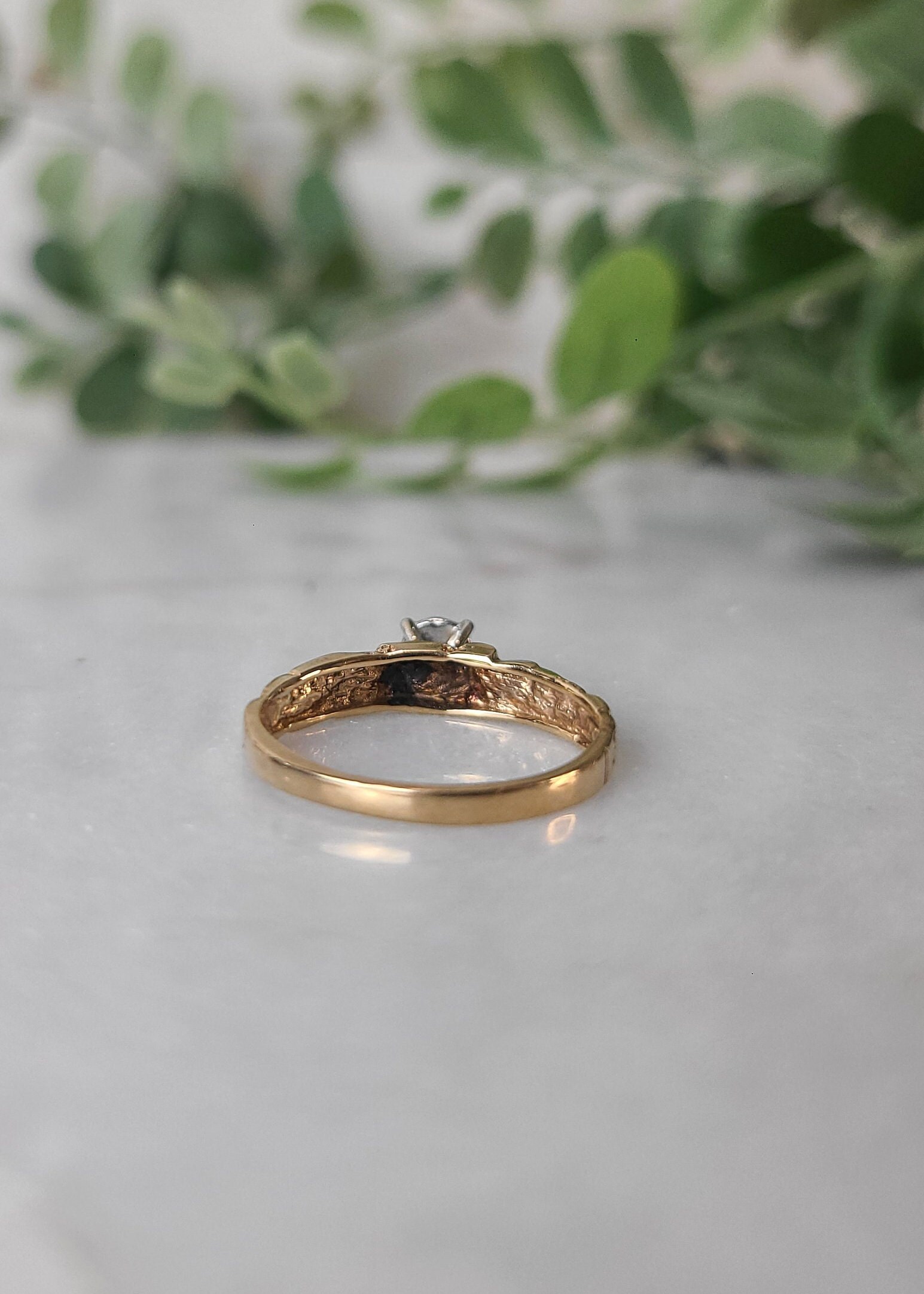 Vintage High Set Solitaire Gold Illusion Diamond Ring - Etsy