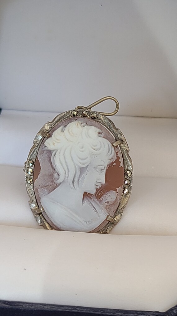 Antique Cameo Sterling Pendant/Brooch - image 6