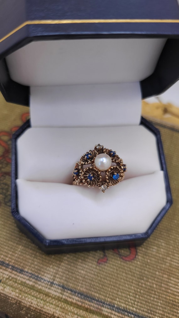 Vintage Cluster Style Blue & White Spinel and Pear