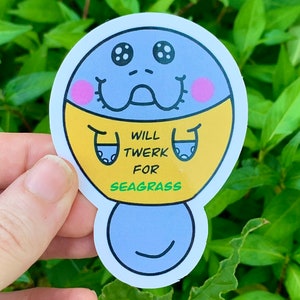 Funny Manatee Vinyl Sticker: Waterproof Sea Cow Decal