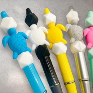 Colorful Turtle Silicone Beaded Pens: Ocean Style Pen For Desk