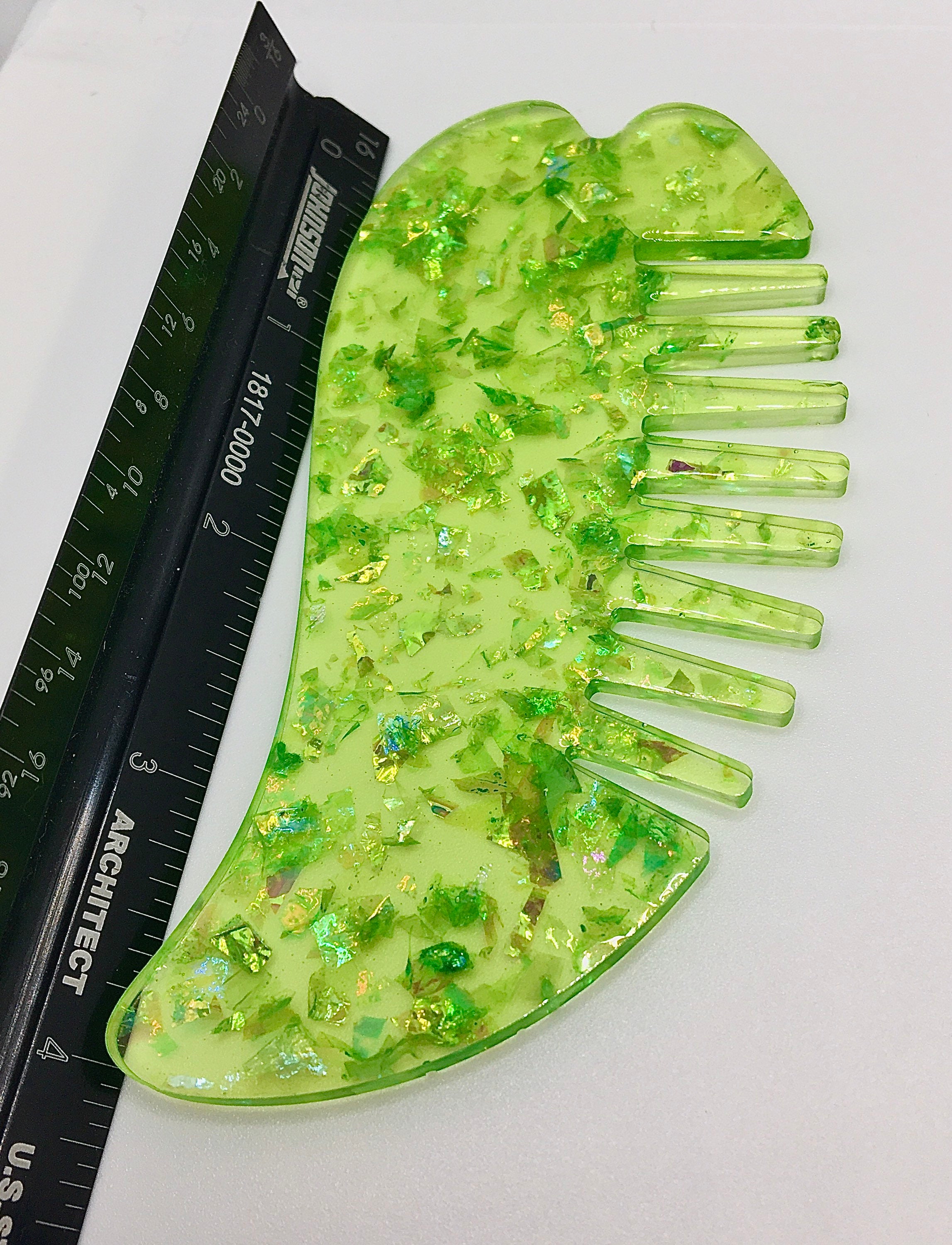 Green Leaf Resin Hair Comb Palm Leaf Comb Tropical Themed Etsy