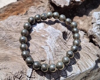 8mm Pyrite Stone Bracelet: Natural Crystal Healing Jewelry