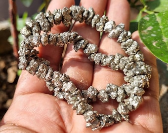 Pyrite Chip Bracelet: Handmade Crystal Gemstone, Stone of Luck