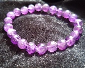 Natural Amethyst Bracelet, Gemstone Bracelet 8 mm