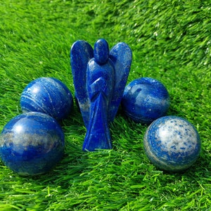 AAA Quality , Natural Lapis Lazuli Angel , Hand Carved Angel ,Chakra Balancing ,Spiritual Figurine Stone Statue , ( 1 Piece 3.5 Inch )