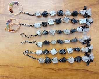 Rearview Mirror Decorations Dangling Moon & Healing Crystal Accessories BOHO GARDEN Hanging Car Charm Creativity Communication Black Tourmaline & Blue Calcite Calmness Protection Confidence Rearview Mirror Decorations Dangling Moon & Healing Crystal Accessories BOHO GARDEN Hanging Car Charm Creativity Communication Black Tourmaline & Blue Calcite Calmness Protection Confidence