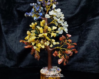 7 Chakra Crystal Tree of Life: Healing Gemstone Bonsai 300 Beads Chips Stone