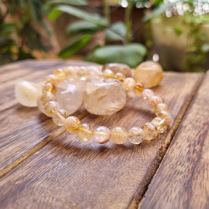 Citrienkristalkralenarmband: 8 mm ronde edelsteen stretcharmband