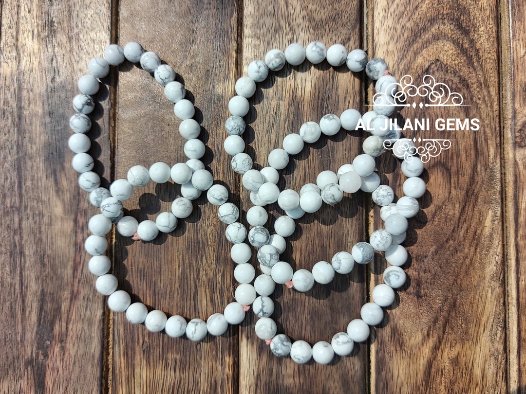 Howlite Gemstone Bracelet: White Stone With Gray Inclusions - Etsy