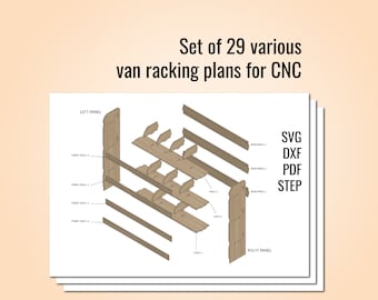 Set von 29 Van Regal CNC Vorlage Dateien, dxf plant Packung Sperrholz Regale