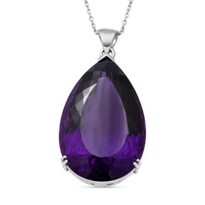 Certified 105.45 carats Natural Amethyst Pendant,  Gemstone 92.5 Sterling Silver Pendant,  Amethyst large pendant.