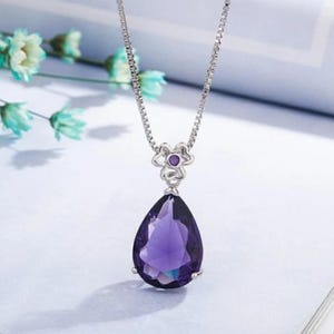 Certified Amethyst Pendant, Natural Amethyst AAA Quality Amethyst Size 18 x 13 MM, 92.5 Sterling Silver, Himalayan Amethyst