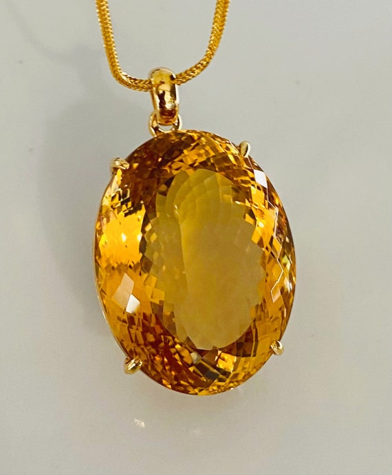 Certified Very Large Citrine Pendant AAA Quality Natural Citrine