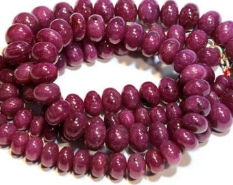 Collar de cuentas de rubí birmano natural - Hecho a mano, 45-50 cm