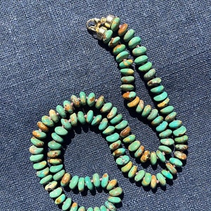 20 Inch Graduated Natural Turquoise Rondelle Necklace Green Turquoise Rondelle Necklace