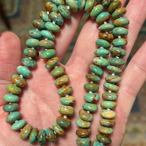 20 Inch Graduated Natural Turquoise Rondelle Necklace Green Turquoise Rondelle Necklace
