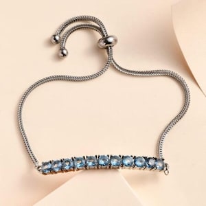 Blue Topaz Bracelet: Handmade Sterling Silver Tennis Bracelet