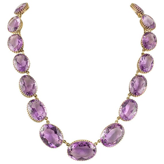 Victorian Amethyst Riviere Necklace Amethyst and 14K Yellow Gold