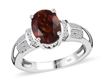 Handcrafted Madeira Citrine Ring: White Zircon, Platinum Over Sterling Silver